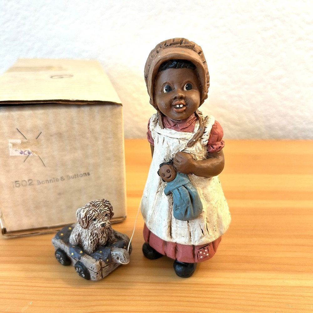Vintage All God's Children Martha Holcombe Bonnie Buttons Figurine BOX Signed